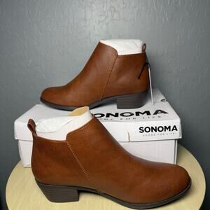 NEW Sonoma Millo Women's Ankle Boots Brown Cognac Memory Foam Booties, US 6.5